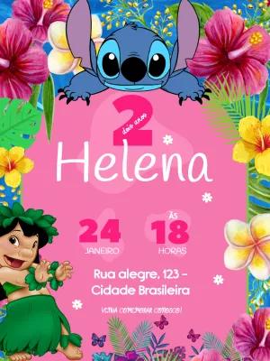 Convite de Aniversário Lilo & Stitch para Editar Online