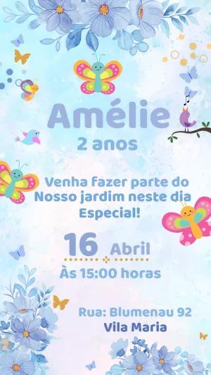 Convite Aniversário Jardim Encantado com Borboletas para Editar