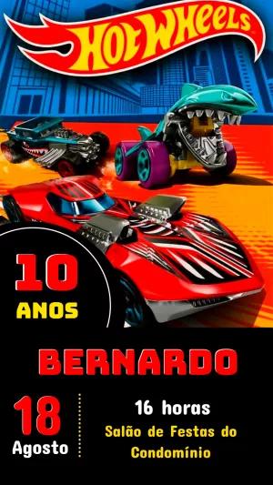 Convite de Aniversário Hot Wheels Editável Online