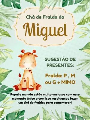 Convite Chá de Fralda Girafa Aquarela para Editar Online