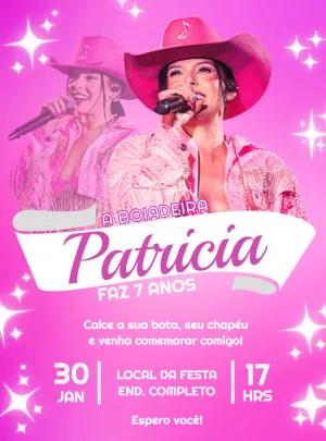 Convite de Aniversário Ana Castela Boiadeira para Editar