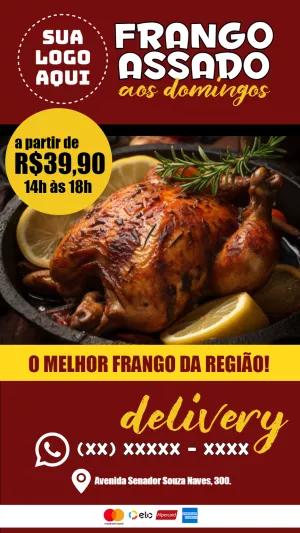 Flyer de Frango Assado para Delivery: Edite Online Facilmente