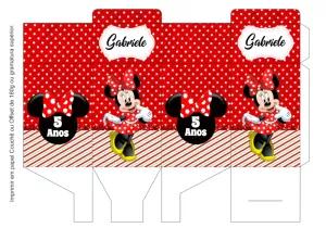 Caixa Milk Aniversário Minnie Vermelha para Editar Online
