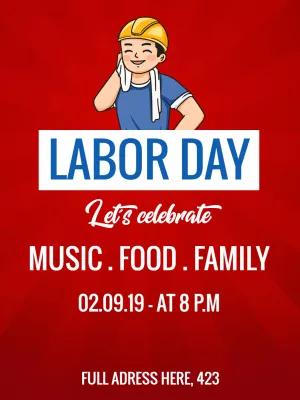 Labor Day Invitation with Worker Graphic to Edit Online
