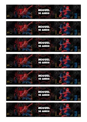 Rótulo Homem Aranha para Garrafa Editável Online