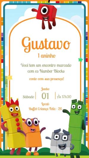 Convite de Aniversário NumberBlocks para Editar Online