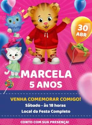 Convite de Aniversário Daniel o Tigre para Editar Online