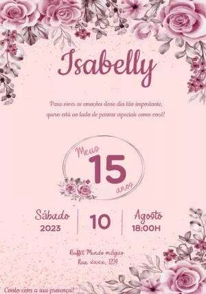 Convite de 15 Anos Floral Delicado para Editar Online