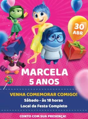 Convite Aniversário Divertidamente com Personagens para Editar