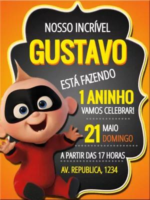 Convite de Aniversário Os Incríveis com Zezé Pêra para Editar