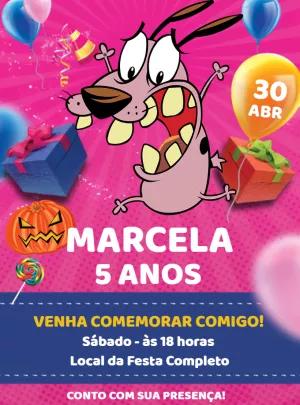 Convite de Aniversário Coragem o Cão Covarde para Editar