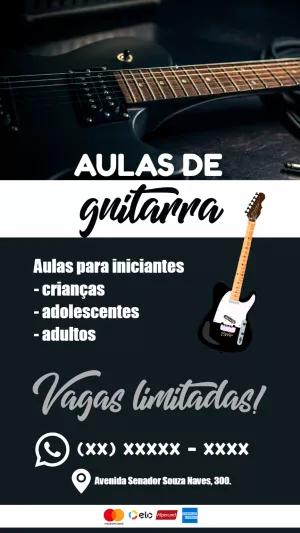 Flyer Editável de Aulas de Guitarra para Divulgar Online