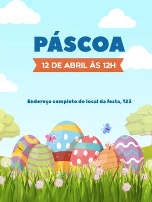 Convite de Páscoa com Ovos Coloridos para Editar Online