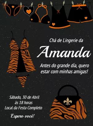 Convite Chá de Lingerie Animal Print para Editar Online