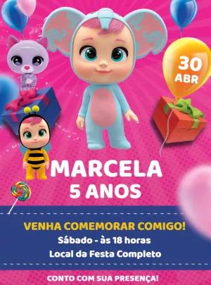 Convite de Aniversário Cry Babies para Editar Online e Imprimir