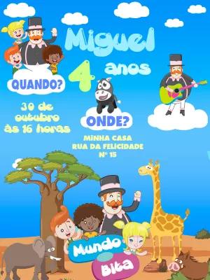 Convite Aniversário Mundo Bita Safari para Editar Online