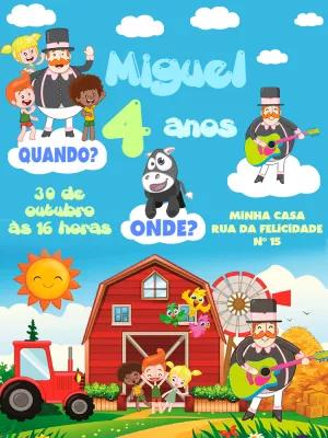 Convite Aniversário Fazendinha Mundo Bita para Editar Online