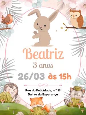 Convite Aniversário Bosque Encantado com Animais para Editar