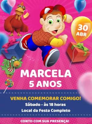 Convite de Aniversário Cocoricó com Personagens para Editar