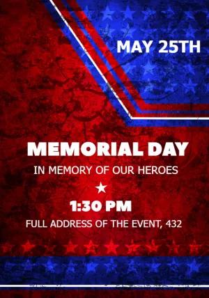 Memorial Day Invitation with Stars and Stripes to Edit Online