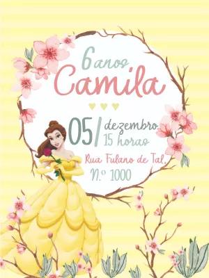 Convite Aniversário A Bela e a Fera Editável Online