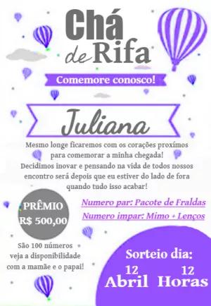 Convite Chá Rifa Balões Delicados para Editar Online