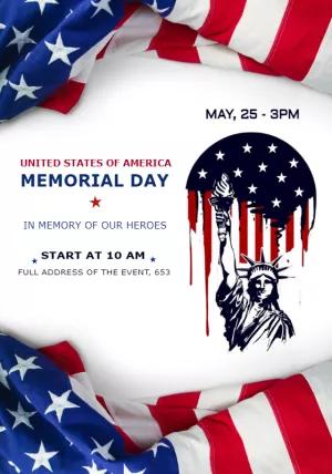 Patriotic Memorial Day Invitation Template to Edit Online