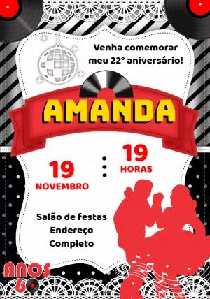 Convite de Aniversário Anos 60 Retrô para Editar Online