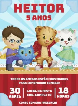Convite Aniversário Daniel o Tigre para Editar Online