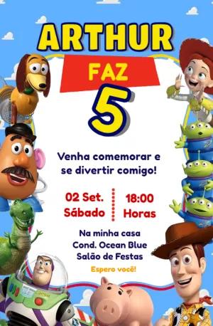Convite de Aniversário Toy Story com Personagens para Editar