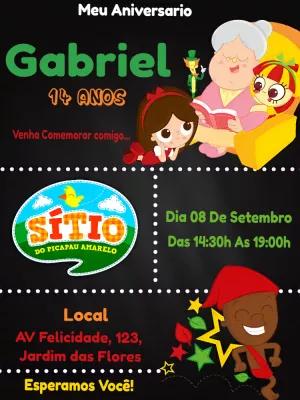 Convite de Aniversário Sítio do Picapau Amarelo para Editar