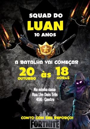 Convite Aniversário Fortnite com Personagens para Editar Online