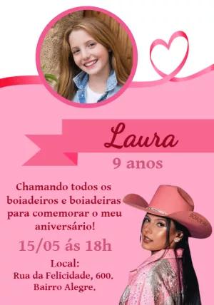 Convite Aniversário Boiadeira Ana Castela com Foto para Editar