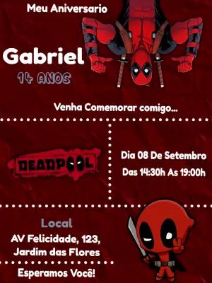 Convite de Aniversário Deadpool para Editar Online Facilmente