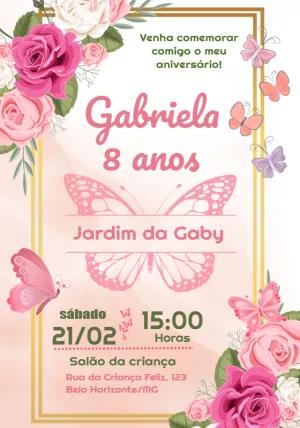 Convite Aniversário Jardim Encantado com Borboletas para Editar