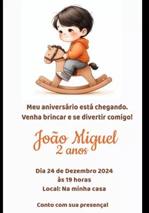 Convite de Aniversário Cavalinho de Balanço para Editar Online
