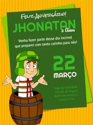 Convite de Aniversário Chaves com personagem para Editar Online