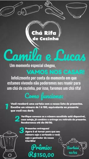 Convite Chá Rifa de Cozinha Estilo Quadro Negro para Editar