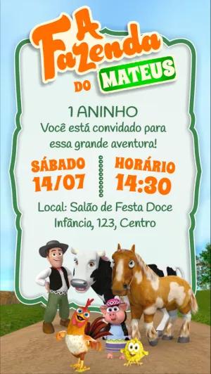 Convite de Aniversário A Fazenda do Zenon para Editar Online