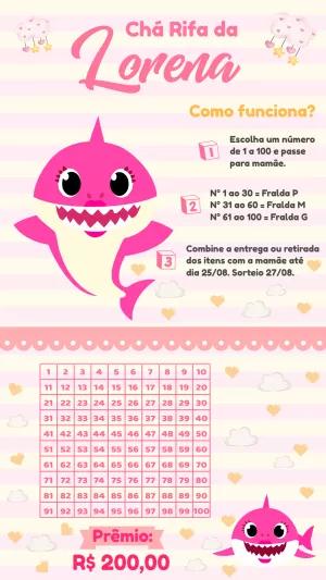 Chá Rifa Baby Shark Rosa para Editar Online