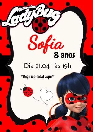Convite de Aniversário Ladybug Miraculous para Editar Online