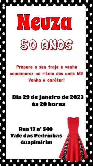 Convite de Aniversário Anos 60 Vintage para Editar Online