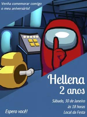 Convite de Aniversário Among Us com Personagens para Editar Online