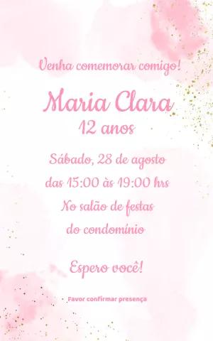 Convite de Aniversário Glitter Rosa para Editar Online
