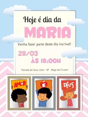 Convite de Aniversário Três Palavrinhas para Editar Online