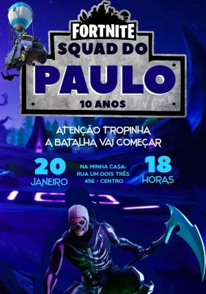 Convite de Aniversário Fortnite Squad para Editar Online