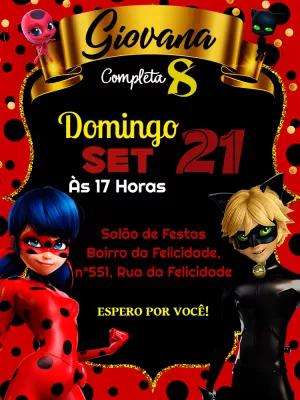 Convite de Aniversário Miraculous Ladybug para Editar Online