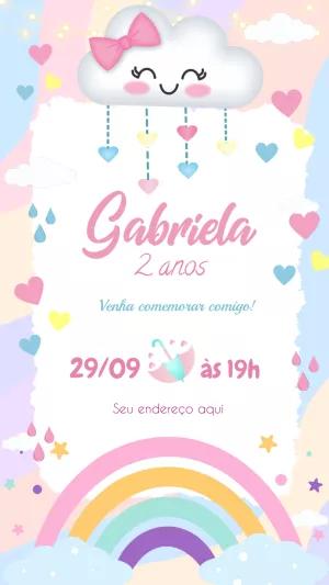 Convite Aniversário Chuva de Amor para Editar Online