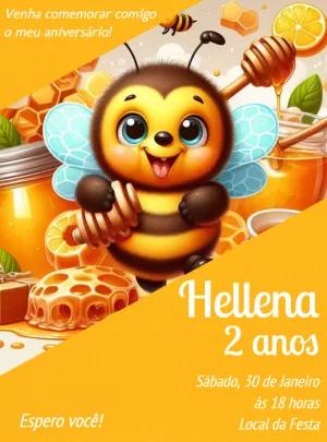Convite de Aniversário Abelhinha para Editar Online