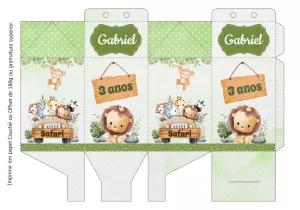 Caixa Milk Festa Safari com Animais para Editar Online